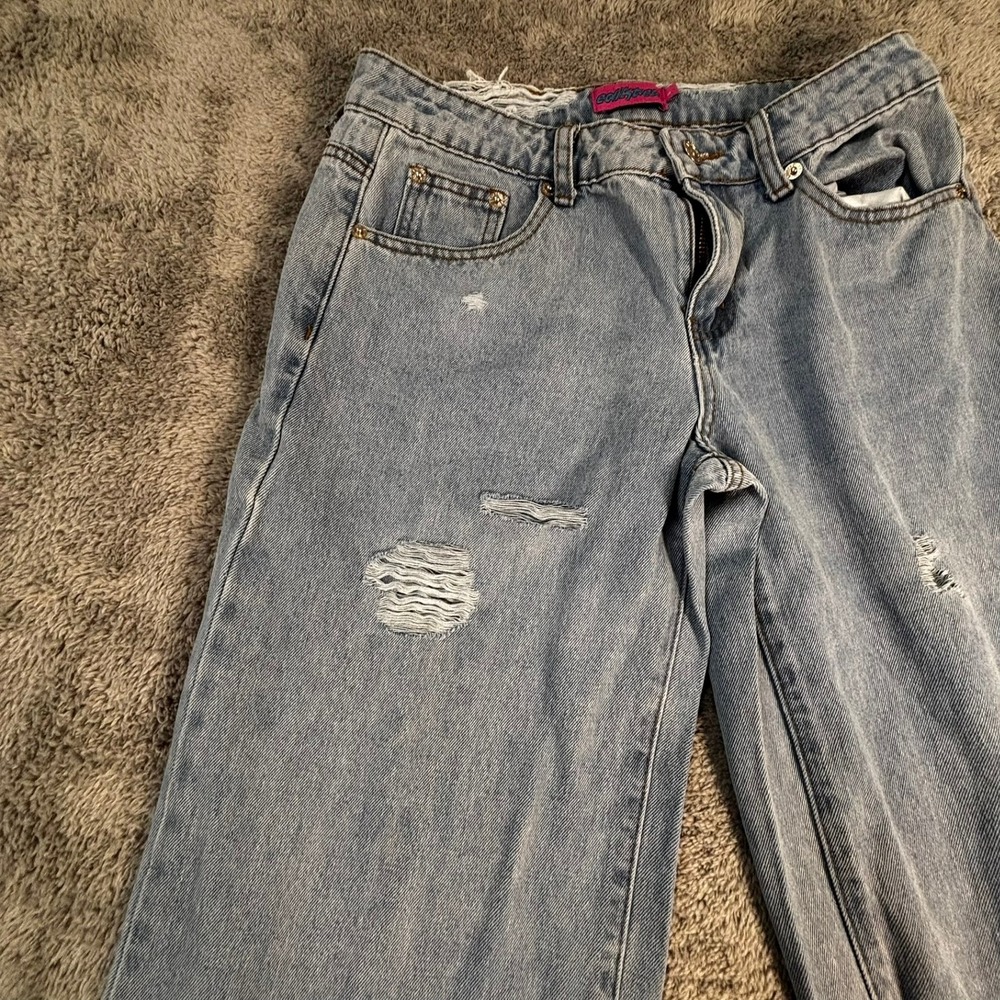 Edikted Distressed Wide Leg Jeans Light Wash Baggy Ripped Denim Size Small